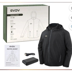 GVDV Heated Hunting Jacket Hooded 7.4V/16000mAh Battery Pack 2XL BLACK